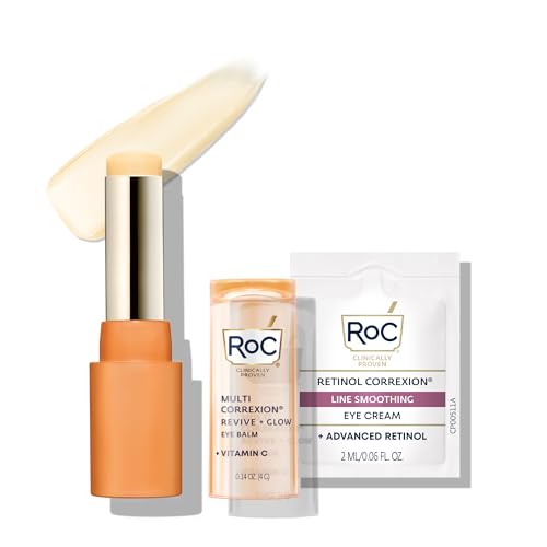 RoC Multi Correxion Revive + Glow Vitamin C Eye Balm (0.14 oz) with Retinol Eye Cream Packette