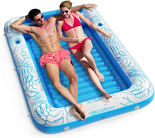 Inflatable Tanning Pool Lounger Float - Jasonwell 4 in 1 Sun Tan Tub Sunbathing Pool Lounge Raft Floatie Toys Water Filled Tanning Bed Mat Pad for Adult Blow Up Kiddie Pool Kids Ball Pit Pool (XL)