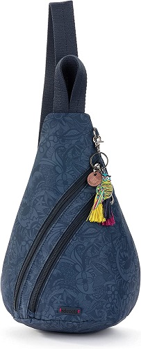 Sakroots On The Go Sling Backpack in Nylon Eco Twill, Main Zipper Closure, Made from Recycled Materials, Indigo Spirit Desert