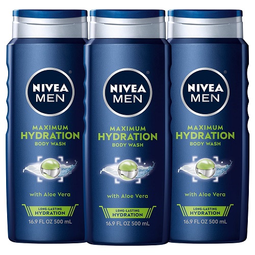 NIVEA MEN Maximum Hydration Body Wash, Aloe Vera Body Wash for Dry Skin,16.9 Fl Oz (Pack of 3)