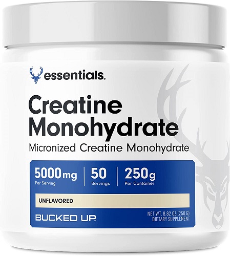 Bucked Up Creatine Monohydrate 250 Grams Powder, Bucked Up Essentials (50 Servings)