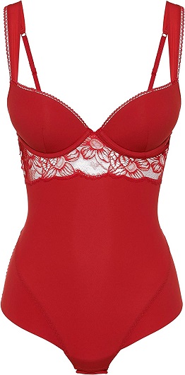 La Perla, Layla Bodysuit, 34F, Red Tango
