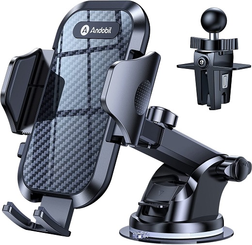 andobil Phone Mount for Car (Bumpy Roads Friendly) Cell Phone Holder Car — Easy Clamp Hands-Free Universal — Fit for Dashboard-Windshield-Vent iPhone 13 12 Pro Max 14 , Samsung Galaxy S22 All Phones