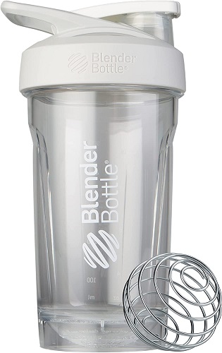 BlenderBottle Strada Shaker Cup Perfect for Protein Shakes and Pre Workout, 24-Ounce, White