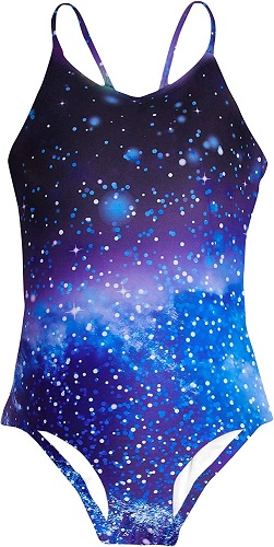 AIDEAONE Big Girls Swimsuit One-Piece Starry Sky Bathing Suits Quick Dry Beach Swimwear Size 10-12T
