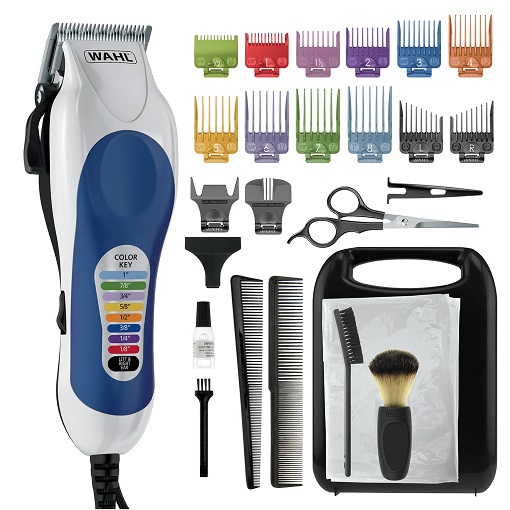 Wahl Clipper Color Pro Complete Haircutting Kit with Easy Color Coded Guide Combs - Electric Razor for Trimming & Grooming Men, Women, & Children - Model 79300-1001M