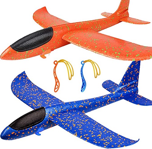 BooTaa 2 Pack Airplane Toys, Upgrade 17.5" Large Throwing Foam Plane, 2 Flight Mode Glider Plane, Flying Toy for Kids, Gifts for 3 4 5 6 7 Year Old Boy, Outdoor Sport Toys Birthday Gifts Party Favors