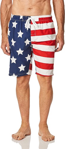Kanu Surf Men's Barracuda Swim Trunks (Regular & Extended Sizes), USA American Flag, Medium