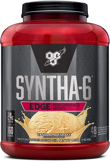 BSN SYNTHA-6 Edge Protein Powder, with Hydrolyzed Whey, Micellar Casein, Milk Protein Isolate, Low Sugar, 24g Protein, Vanilla Milkshake, 48 Servings