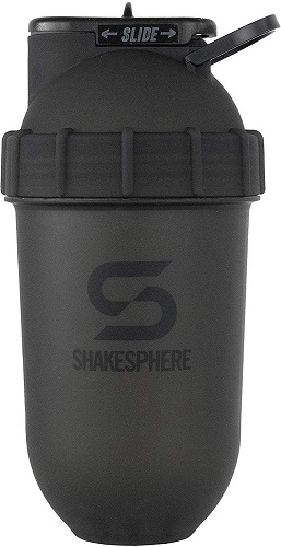 ShakeSphere Tumbler: Protein Shaker Bottle, 24oz ● Capsule Shape Mixing ● Easy Clean Up ● No Blending Ball or Whisk Needed ● BPA Free ● Mix & Drink Shakes, Smoothies, More (Matte Black)