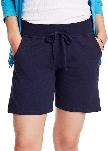 Hanes Women's Jersey Pocket Short with Outside Drawcord