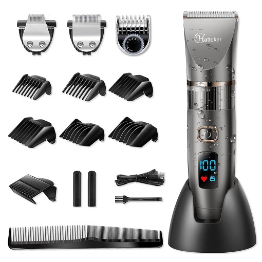 Hatteker Mens Beard Trimmer Cordless Hair Trimmer Hair Clipper Detail Trimmer 3 In 1 for Men Hair Cutting Kit Men's Grooming Kit Waterproof