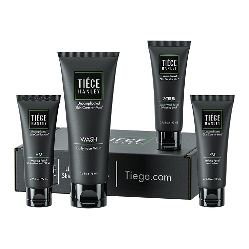 Tiege Hanley Men’s Skin Care System | Uncomplicated Skin Care for Men | Dermatologist Approved | Korean Peptide Technology | Face Wash, Serum, Day & Night Moisturizer, Exfoliating Scrub & Eye Cream