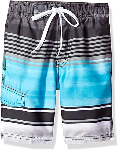 Kanu Surf Boys Quick Dry UPF 50+ Beach Swim Trunk, Avalon Black/Aqua, 3T