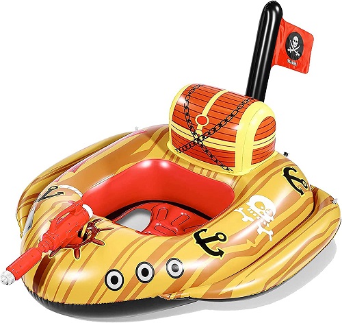 Aisling Inflatable Boat for Kids with Water Gun, Aqua Blast Bumper Kids, Swimming Pool Float Toy Squirt Ride-on Aged 3- 7 Years Old, Perfect Lake,