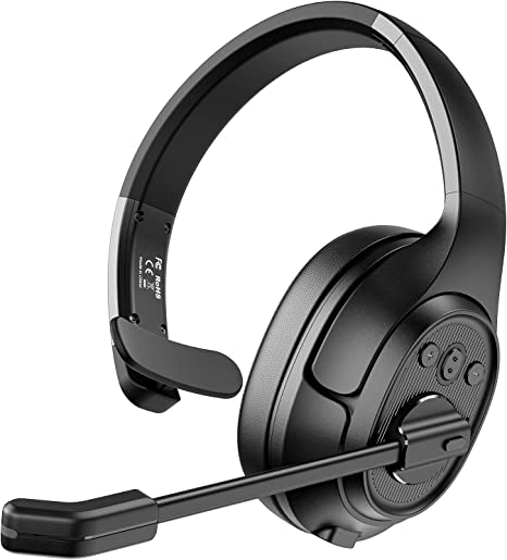 EKSA Noise Canceling Trucker Bluetooth Headset with Microphone Wireless Over Ear Headphones, 99ft Long Wireless Range, Up to 30 Hours of Talk Time, All-Day Comfort Trucker Headset with Mute Button