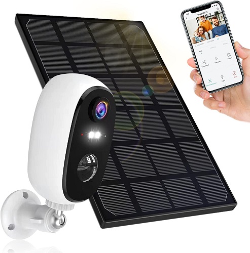 Outdoor Security Camera with 3W Solar Panel, Non-Stop Energy Supply Rechargeable Battery Camera Home Surveillance Camera, IP65 Waterproof Motion Detection Color Night Vision