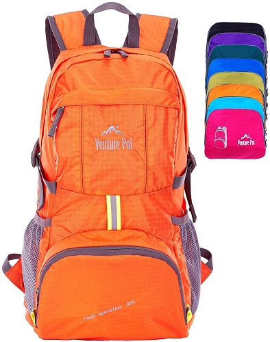Venture Pal Lightweight Packable Durable Travel Hiking Backpack Daypack (Orange)