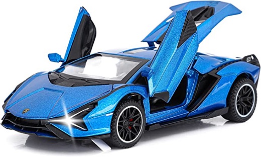 Toy Cars Sian FKP3 Metal Model Car with Light and Sound Pull Back Toy Car for Boys Age 3 + Year Old (Blue)