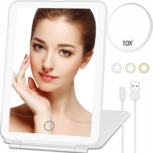 Illuminated Travel Makeup Mirror - 80 Bright LED Lights for Flawless Makeup Application