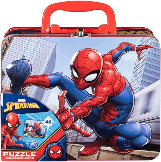 Spiderman Large Lunch Tin Box with 24pc puzzle inside