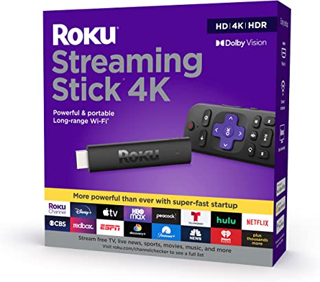 Roku Streaming Stick 4K 2021 | Streaming Device 4K/HDR/Dolby Vision with Roku Voice Remote and TV Controls