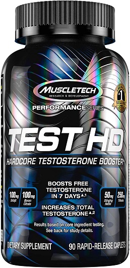 Testosterone Booster for Men | MuscleTech Test HD | Tribulus Terrestris for Men | Max-Strength ATP & Test Booster for Men, Boost Free Testosterone Levels, 90 Pills