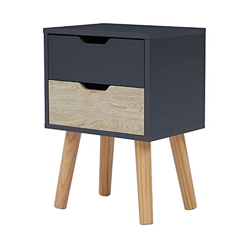 Kinsuite Wood Nightstand End Table - Storage Cabinet 2 Drawers Bedroom Accent Side Table