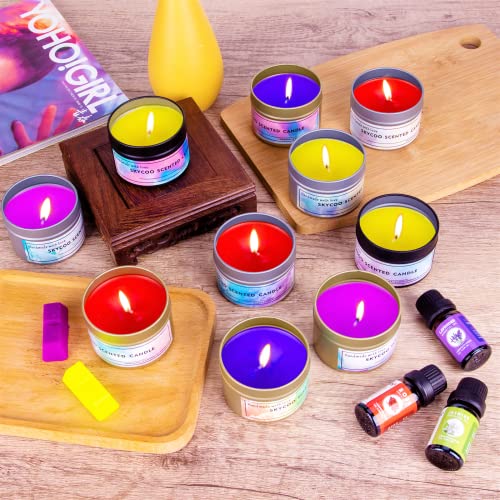 skycoo Christmas Gifts 289 Pieces Candle Making Kit, Candle Making Supplies DIY Arts and Crafts Kits for Adults, Beginners, Kids Including 17.6oz Wax, Melting Pot, Dyes, Fragrance Oil, Wicks, Tins