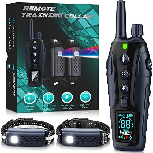 Dog Shock Collar 2 Pack,Dog Training Collar with Remote 3280FT,Shock Collar for Large Medium Small Dogs,Training Collar for Dogs Light,Beep,Vibration,Shock and Keypad Lock,Waterproof Rechargeable