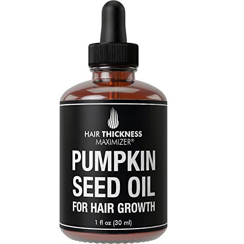 Organic Pumpkin Seed Oil For Hair Growth by Hair Thickness Maximizer. Pure, Cold Pressed, Vegan Pumpkin Seeds Extract to Stop Hair Loss For Men & Women. Hair Treatment Serum. Replenish Hair Follicles