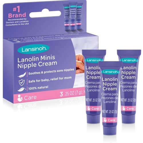 Lansinoh Lanolin Nipple Cream for Breastfeeding, 3 Mini Tubes of 0.25 Ounces