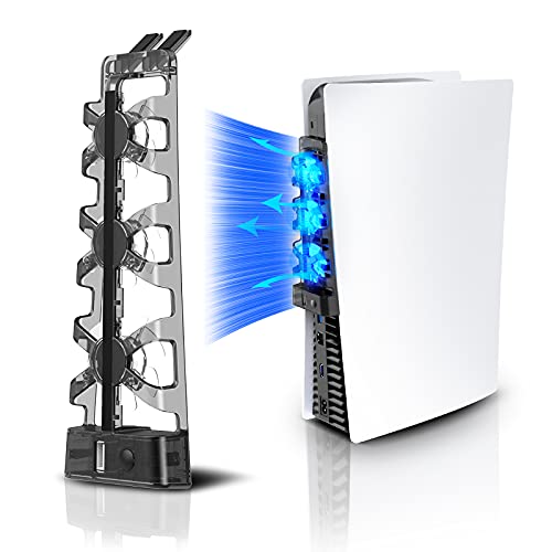 NexiGo PS5 Accessories Cooling Fan with LED Light, for Both Disc and Digital Editions, Efficient Cooling System, Horizontal Compatible Stand