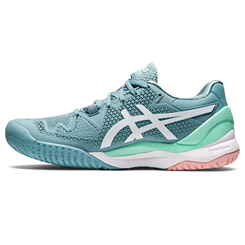 ASICS Women's Gel-Resolution 8 Tennis Shoes, 7.5, Smoke Blue/White