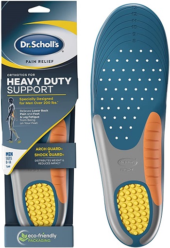 Dr. Scholl's Heavy Duty Support Pain Relief Orthotics, Designed for Men over 200lbs with Technology to Distribute Weight and Absorb Shock with Every Step (for Men's 8-14)
