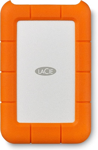 LaCie Rugged Mini 2TB External Hard Drive Portable HDD - USB 3.0 USB 2.0 Compatible, Drop Shock Dust Rain Resistant Shuttle Drive, For Mac And PC Computer (LAC9000298), orange
