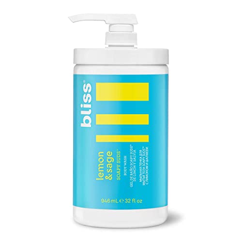 Bliss Lemon & Sage Soapy Suds Body Wash | Gentle & Hydrating for Supremely Soft Skin | Paraben Free, Cruelty Free (32 Oz)