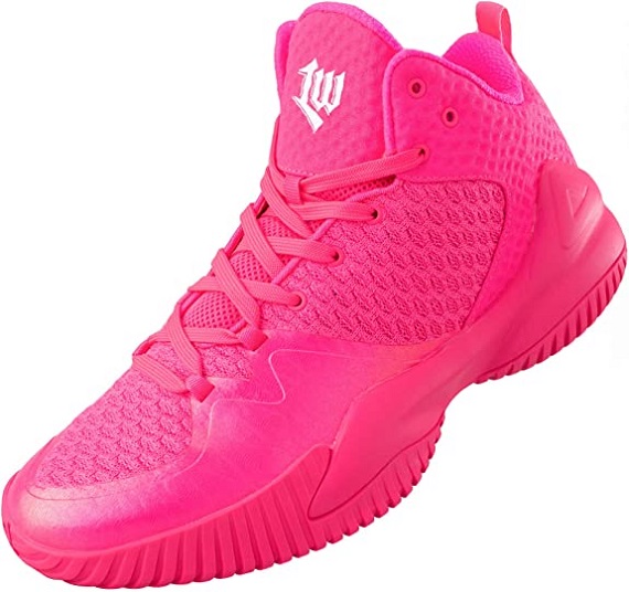 PEAK High Top Mens Basketball Shoes Lou Williams Streetball Master Breathable Non Slip Outdoor Sneakers Cushioning Workout Shoes for Fitness Pink