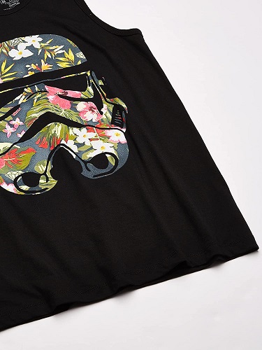 Star Wars Tropical Stormtrooper Mens Graphic Tank Top, Black, Small