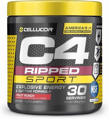 C4 Ripped Sport Pre Workout Powder Fruit Punch | NSF Certified for Sport + Sugar Free Preworkout Energy Supplement for Men & Women | 135mg Caffeine + Weight Loss | 30 Servings