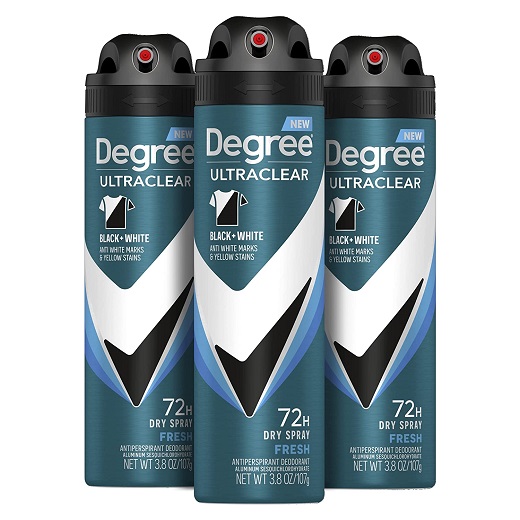 Degree Men Ultrclear Antiperspirant Spray Protects from Deodorant Stains Black + White Instantly Dry Spray Deodorant 3.8 oz 3 Count