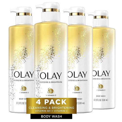Olay Body Wash with Vitamin C and Vitamin B3, Cleansing & Brightening, 17.9 Fl Oz (Pack of 4)