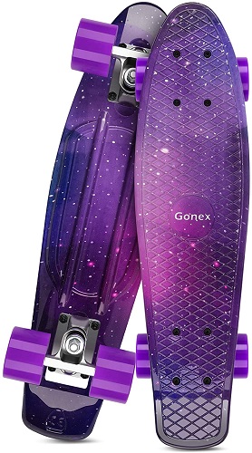 Gonex 22 Inch Skateboard for Girls Boys Kids Beginners, Mini Cruiser Skateboard Plastic Skateboard Complete for Teens Youths