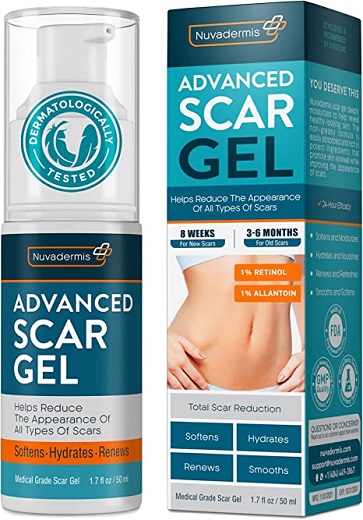 Scar Cream Gel - Retinol, Allantoin, Vitamin E, Betaine - C-Section, Tummy Tuck, Keloid, Acne Removal Treatment - Advanced Post Surgery Supplies - Try Surgical Silicone Sheets, Tapes, Patches - 1.7 oz