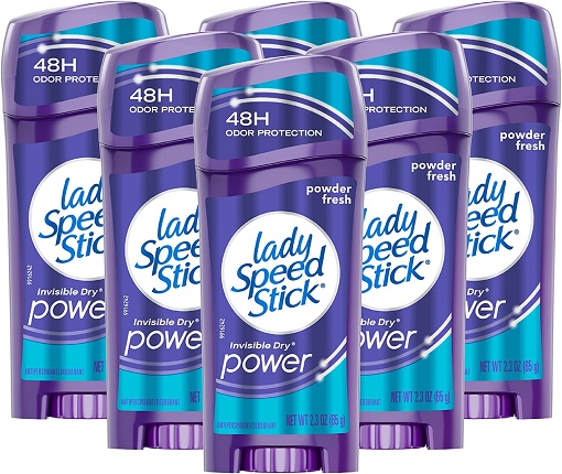 Lady Speed Stick Invisible Dry Power Underarm Antiperspirant Deodorant for Women, Powder Fresh - 2.3 Ounce (Pack of 6)