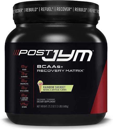 Post JYM Active Matrix - Post-Workout with BCAA's, Glutamine, Creatine HCL, Beta-Alanine, and More | JYM Supplement Science | Rainbow Sherbert Flavor, 30 Servings, 21.2 oz.