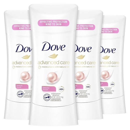 Dove Advanced Care Antiperspirant Deodorant Stick for Women Beauty Finish for 48 Hour Protection And Soft And Comfortable Underarms oz 4, 2.6 Count