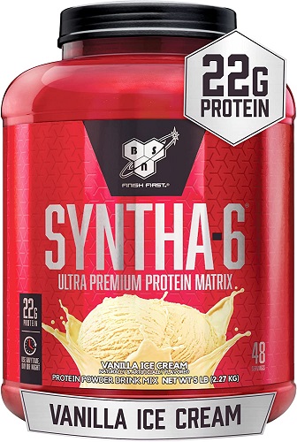 BSN SYNTHA-6 Whey Protein Powder, Micellar Casein, Milk Protein Isolate Powder, Vanilla Ice Cream, 5 Pounds, 48 Servings (Pack of 1) - Package May Vary