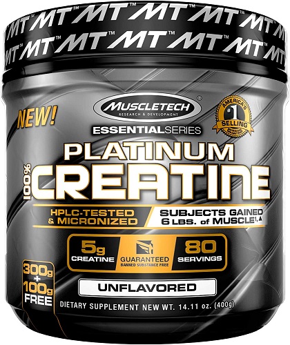 Creatine Monohydrate Powder | MuscleTech Platinum Creatine Powder | Pure Micronized Creatine Powder | Muscle Recovery + Muscle Builder for Men & Women | Workout Supplements | Unflavored 14.11 oz
