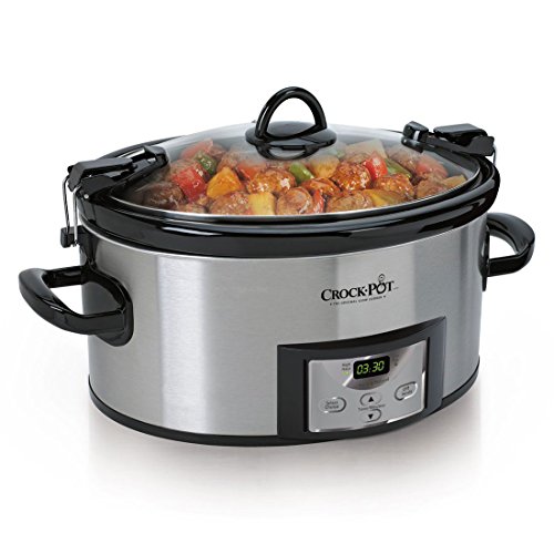 Crock-Pot 6 Quart Cook & Carry Programmable Slow Cooker with Digital Timer Stainless Steel (CPSCVC60LL-S) pack of 1